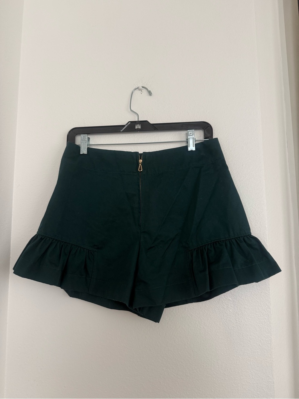 Sandro Paris Bottle Green Ruffle Shorts NWT